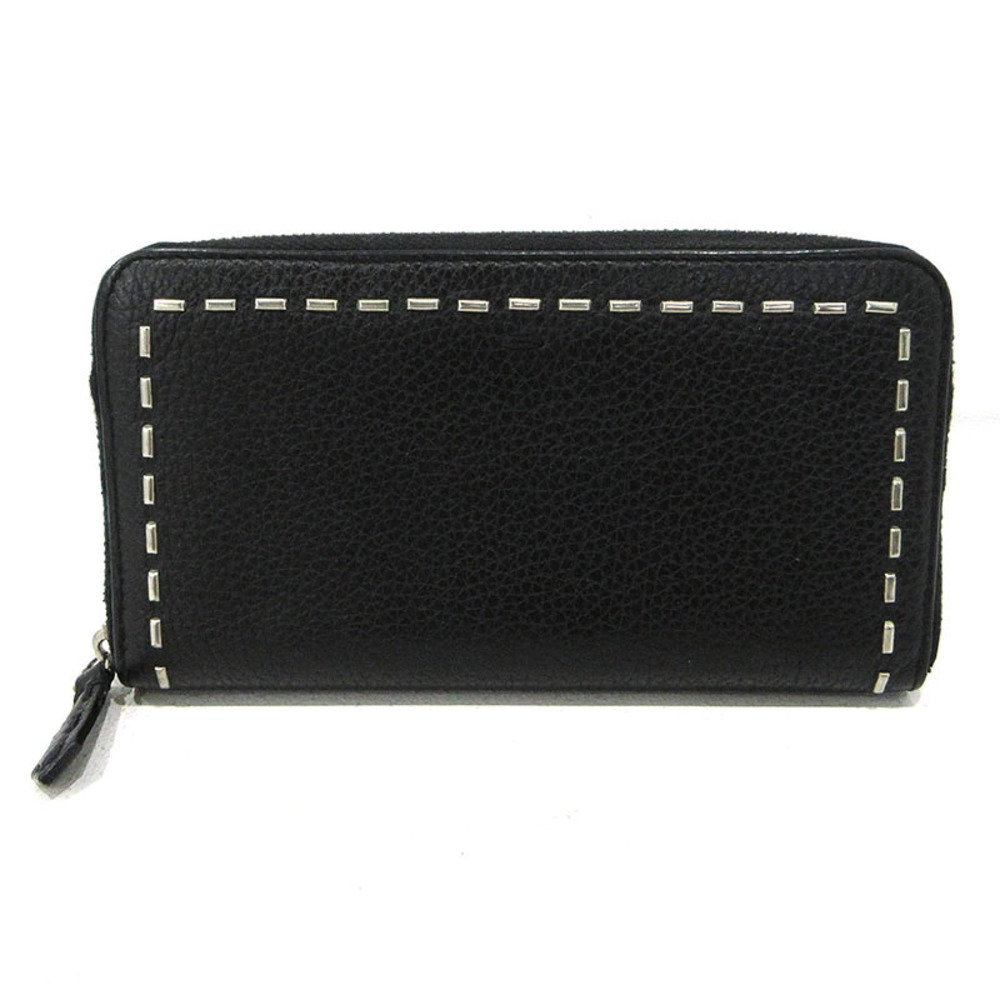 Fendi Selleria Round Zip Long Wallet Black